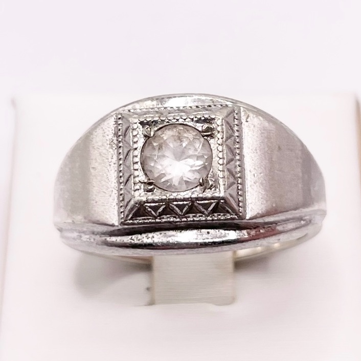 Size 10.5 Espo White Topaz 925 Sterling Silver Ring